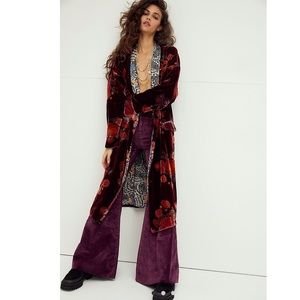 Free People Velvet Wild Nights Duster, Plum Combo